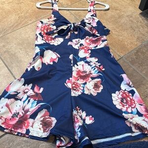 Floral Navy Blue Romper